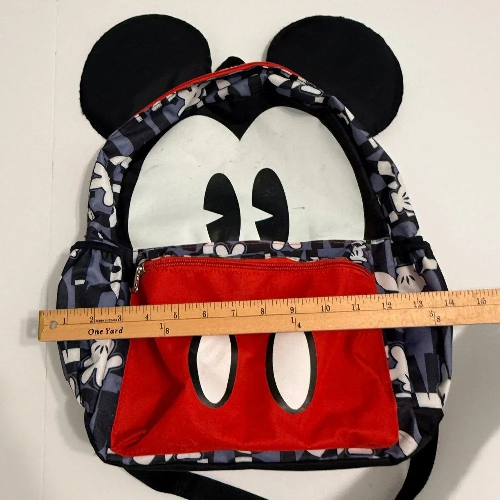 Disney Unisex Mickey Mouse 3D Ears Backpack OS Red Black‎ Grey Canvas Travel